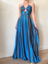 Load image into Gallery viewer, Rebecca Valliance - Sweetheart Bustier Maxi Dress w Cut Out - Blue/Grey  -
