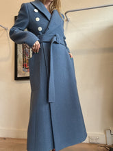 Load image into Gallery viewer, Camilla and Marc - Asymmetrical Collar Coat w belt &amp; white Buttons - Slate Blue - 8
