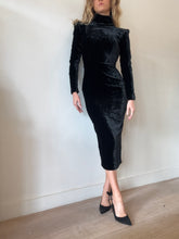 Load image into Gallery viewer, Alex Perry - Velvet High Neck LS Dress w Exposed Zip - Black - 6
