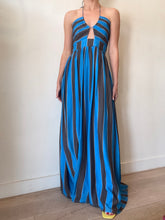 Load image into Gallery viewer, Rebecca Valliance - Sweetheart Bustier Maxi Dress w Cut Out - Blue/Grey  -

