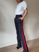 Load image into Gallery viewer, Rag &amp; Bone - Pinstripe Straight Leg Stretch Pants - Navy &amp; Red - 2
