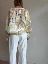 Load image into Gallery viewer, Aje - Silk/Linen Watercolour Print LS Top - Yellow - OS
