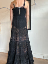 Load image into Gallery viewer, Luxe De Valentina - Textured Bust Sheer Lace Skirt Maxi Dress - Black - M

