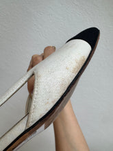 Load image into Gallery viewer, Chanel - Slingback Fabric Flats - Metalic White - 37C
