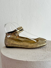 Load image into Gallery viewer, Alexander McQueen - Wrap Ankle Ballet Flats - Gold - 37.5
