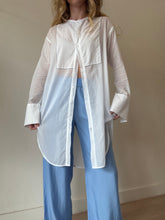 Load image into Gallery viewer, Bassike - Sheer Cotton Shirt - White w black stitch detail- XS/S
