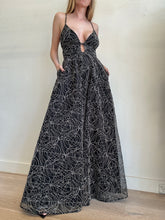 Load image into Gallery viewer, (current) Scanlan Theodore - Cornelli Gathered Gown - Black/Stone Swirls - 8- RRP$950
