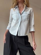 Load image into Gallery viewer, Prada - 3/4 Sleeve Cropped Shirt - Pale Blue - 42
