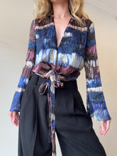 Load image into Gallery viewer, Scanlan Theodore - Silk Wrap LS Top - Multi Blue/Burgundy- 6
