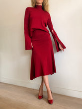 Load image into Gallery viewer, Scanlan Theodore - LS Open Back Top (XS) &amp; Midi Skirt Set (XS) - Wine - XS

