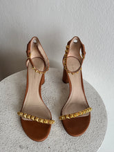 Load image into Gallery viewer, Stuart Weitzman - Strap Sandals - Brown w gold studs - 41
