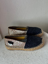 Load image into Gallery viewer, Chiara Ferragni - Flirting Glitter Embellished Espadrilles - Silver/Navy - 37
