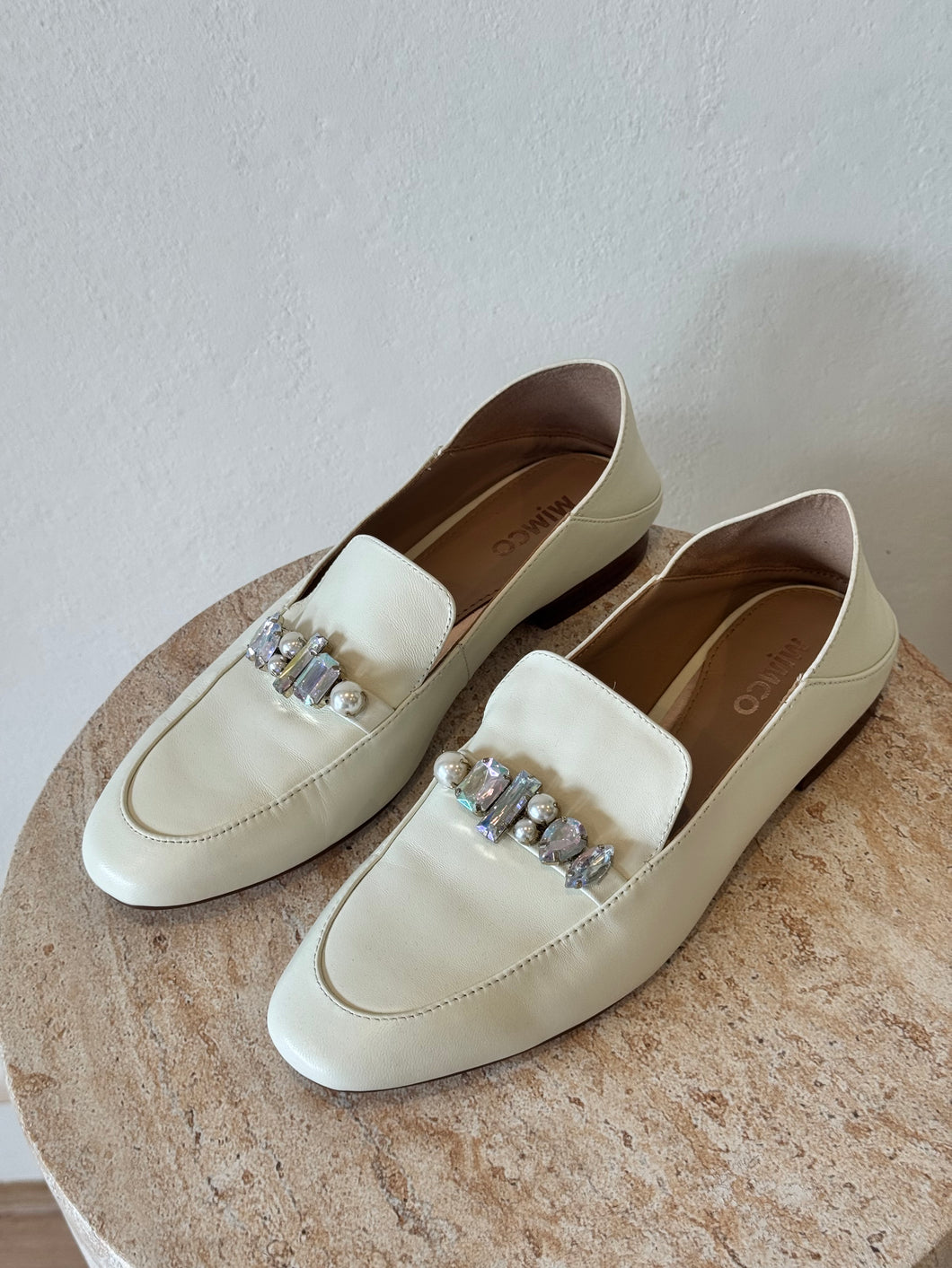 Mimco - Jewelled Loafers - Ivory - 40