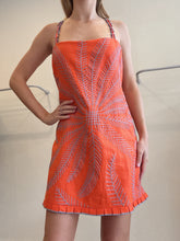Load image into Gallery viewer, Alexis - Rosen Square Neck Palm Embroidered MiniDress - Orange - M - RRP$596
