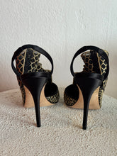 Load image into Gallery viewer, Andrea Mondin - Fabric Heels w Ruffle - Gold/Black - 39
