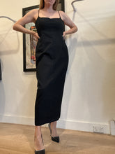 Load image into Gallery viewer, Beare Park - Shoestring Strap Wool Midi Dress - Black - 12
