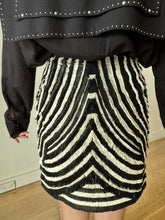 Load image into Gallery viewer, Gucci - Fringed Mini Skirt - Black/White - 38
