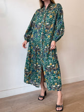 Load image into Gallery viewer, Zimmermann - Edie Balloon-Sleeve Peacock Midi Dress - Green - 1
