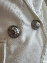 Load image into Gallery viewer, Balmain Paris - Distress Tux Style Denim Jacket - Ivory - 38 - RRP$2790
