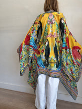 Load image into Gallery viewer, Camilla - Open Front Short Kaftan - Yellow Toucan Print- OS
