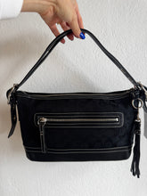Load image into Gallery viewer, Coach - Vintage Canvas Signature Monogram Canvas Leather Shoulder Bag - Black - S
