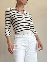 Load image into Gallery viewer, Zimmermann - Illuminate Stripe Polo Knit Top - Cream/Chocolate  - 1
