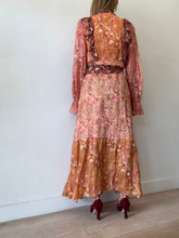 Load image into Gallery viewer, Kate Ford - LS Linen Midi Dress - Pink Orange Paisley Print- 1
