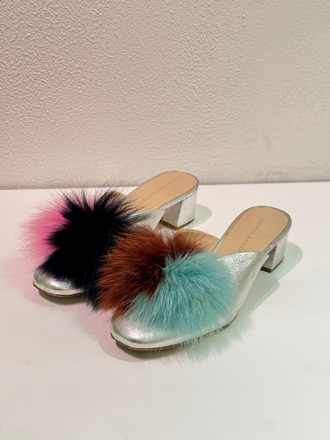 Loeffler Randall - Lulu pom pom Mules - Silver - 6 - RRP$590