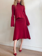 Load image into Gallery viewer, Scanlan Theodore - LS Open Back Top (XS) &amp; Midi Skirt Set (XS) - Wine - XS
