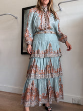 Load image into Gallery viewer, Zimmermann - Devi Paisley Print LS Cotton Voile Blouse &amp; Tiered Midi Set w Belt  - Mint - 2
