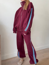 Load image into Gallery viewer, Current PE Nation - Beacon Tracksuit - Burgundy w blue stripe - M - RRP$378
