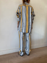 Load image into Gallery viewer, Bassike - LS Shirt - Navy white yellow Stripe - 1

