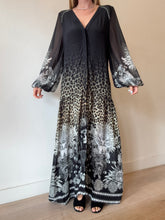 Load image into Gallery viewer, Camilla - V-Neck Animal/Skull LS Maxi Dress - Black - L
