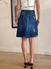 Load image into Gallery viewer, Dolce &amp; Gabbana - Denim Midi Skirt - Dark Denim w 3d Emb- 40
