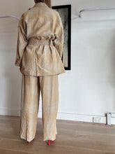 Load image into Gallery viewer, Christopher Esber - Belted Patch Linen Blazer &amp; Pants Suit Set - Brown - 6/Pants 8 - RRP$1390
