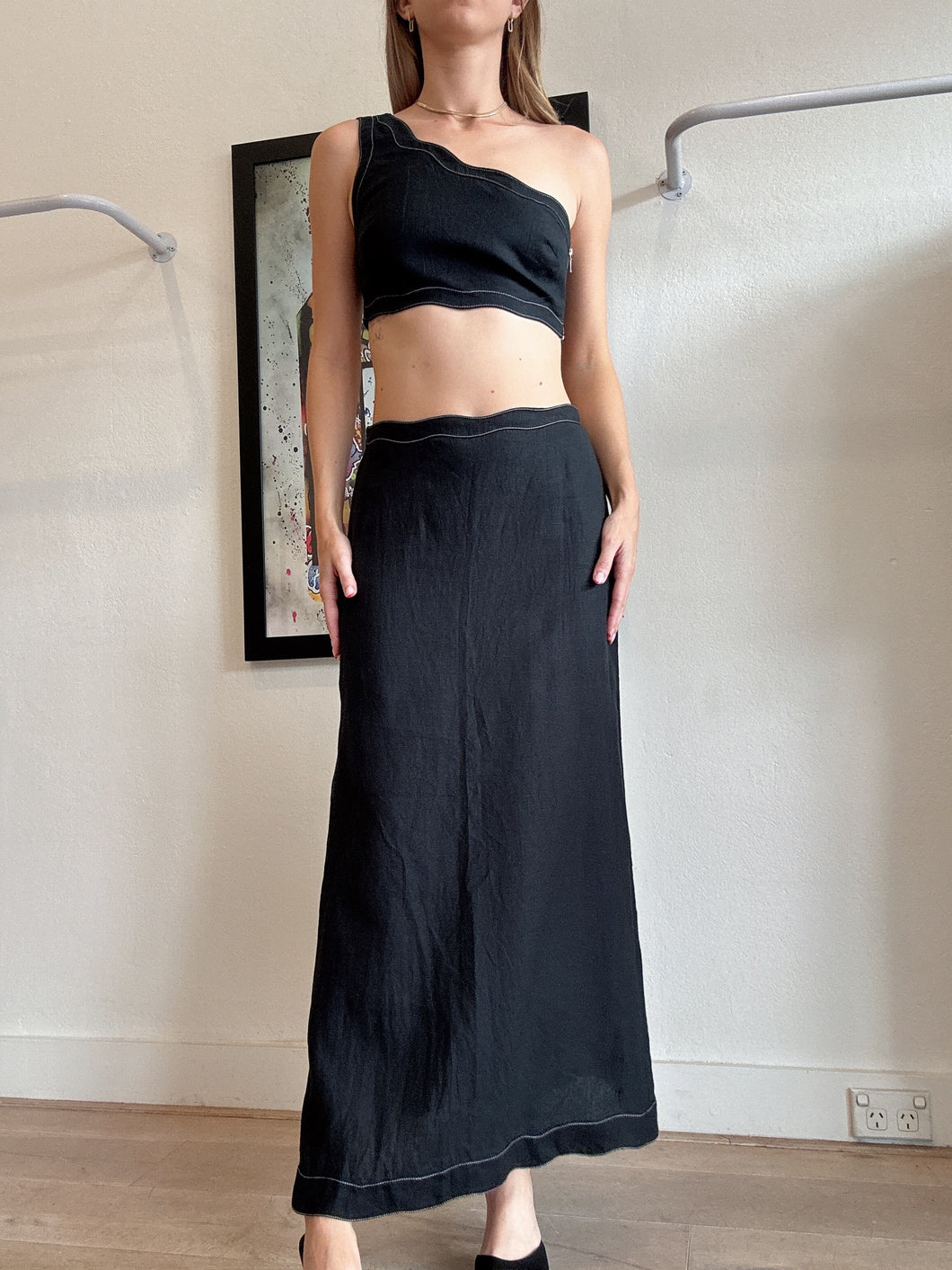 Bec and Bridge - One Shoulder Top & Skirt Set - Black - 8