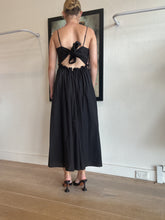 Load image into Gallery viewer, Steele -Cotton Tie Up Midi dress - Black - XS
