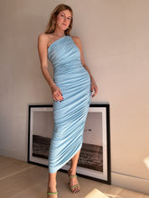 Load image into Gallery viewer, Norma Kamali - Ruched Dress - Blue - XS

