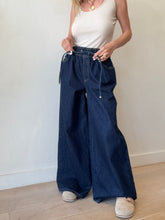 Load image into Gallery viewer, Aje Studio - Sadie Cotton Wide Leg Jeans w Elastic Waist - Dark Denim - 8 - nwt RRP$199
