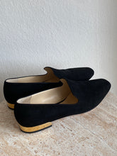 Load image into Gallery viewer, Jimmy Choo - Suede Loafers - Black w gold heel - 39 - new w box
