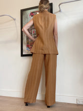 Load image into Gallery viewer, Saba - Linen Stripe Vest (10)&amp; Pants (8) set - Brown  w white stripe - 8-10
