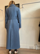 Load image into Gallery viewer, Camilla and Marc - Asymmetrical Collar Coat w belt &amp; white Buttons - Slate Blue - 8

