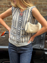 Load image into Gallery viewer, Chanel CC 2001 Runway Piece - Woven Tweed Vest - Beige Stripe - 36
