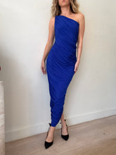 Load image into Gallery viewer, Norma Kamali - Ruched Column Maxi Dress  w Concealed Bodysuit- Blue - S
