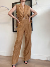 Load image into Gallery viewer, Saba - Linen Stripe Vest (10)&amp; Pants (8) set - Brown  w white stripe - 8-10

