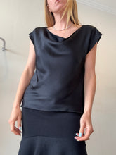 Load image into Gallery viewer, Morrison - Silk SS Draped FrontTop - Black - s
