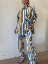 Load image into Gallery viewer, Bassike - LS Shirt - Navy white yellow Stripe - 1
