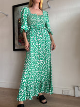 Load image into Gallery viewer, Kitri - Ruched Bust Flutter Slv Maxi Dress - Green - 10
