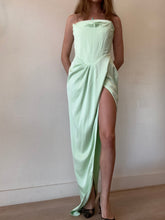 Load image into Gallery viewer, Alex Perry - Harland Draped Satin Corset Strapless Maxi Dress - Mint - 10 - BNWT - RRP $3400
