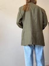 Load image into Gallery viewer, Kurt Geiger - Wool Blazer w Shoulder Pads - Olive Green Check - 14
